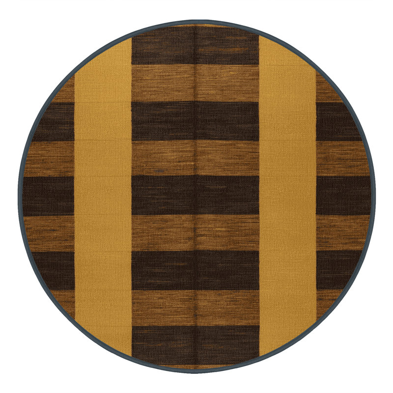 Tapis botanique brun lavable à la machine, Rond 8 pi