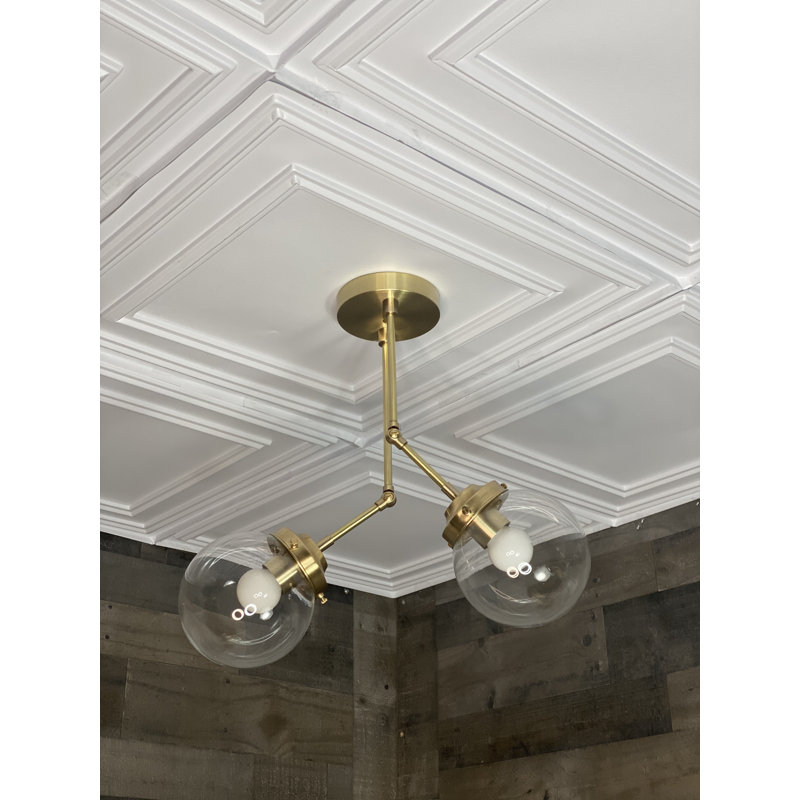 Plafonnier semi-encastré cylindrique 20 po à 2 lumières Onna, Laiton brut