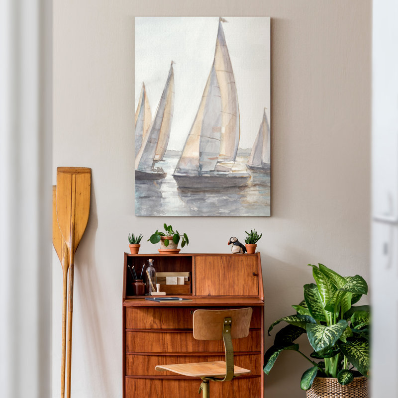 Plein Air Sailboats I Canvas Painting Print, 36" H x 24"  W x 1" D