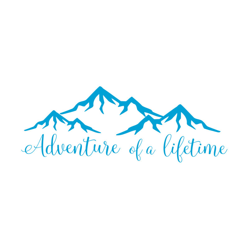 Adhésif décoratif citation «Adventure of a Lifetime», Bleu givré