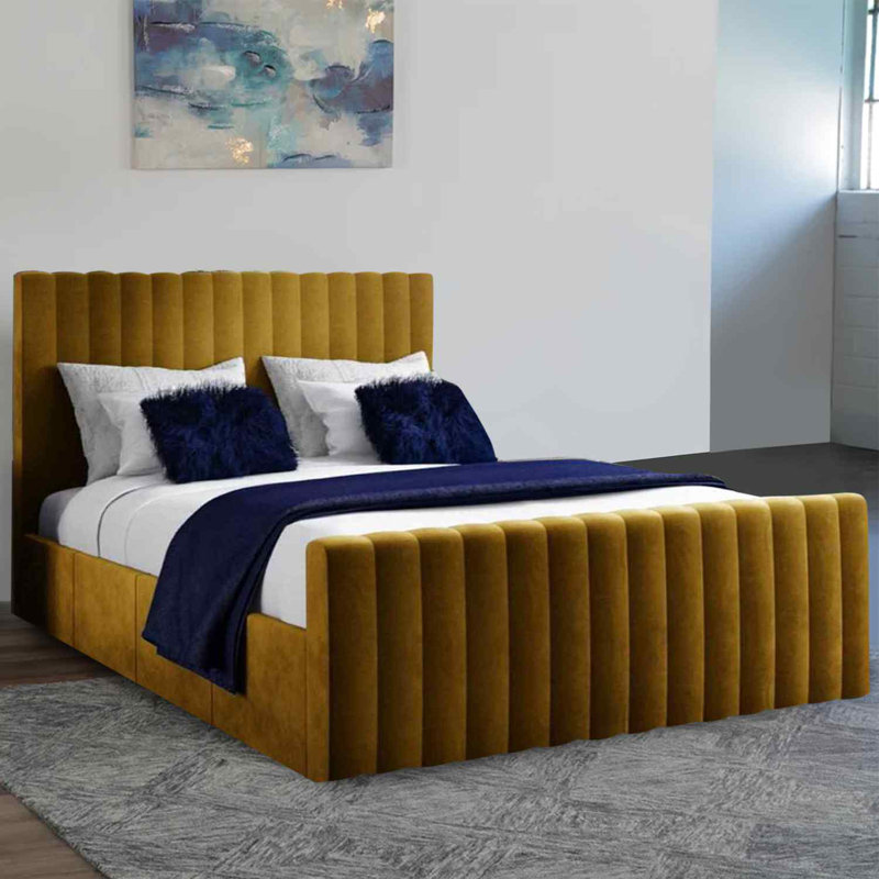 Upholstered Bed, Single (3'), Mustard