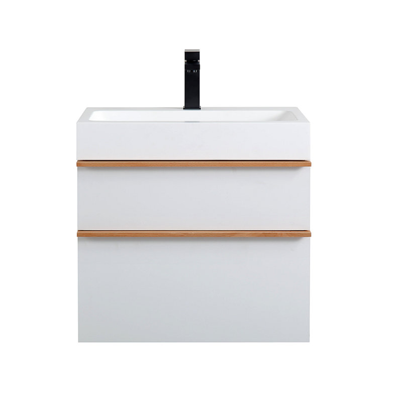 Meuble-lavabo mural 24 po avec lavabo en acrylique intégré, 2 tiroirs à fermeture en douceur, armoire flottante pré-assemblée et moderne
