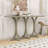 Wooden Console Table with Slender Curved Legs-1830976422
