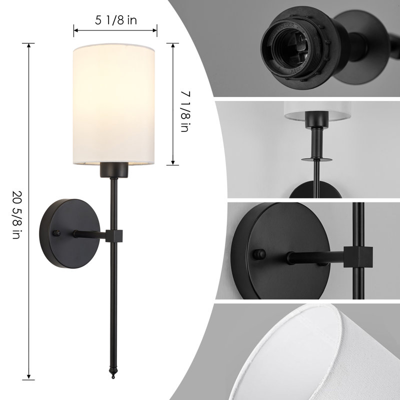 2 Pack Battery Operated Wall Sconces with Remote Control - 13 Colors, Dimmable, Timer Setting, Matte Black