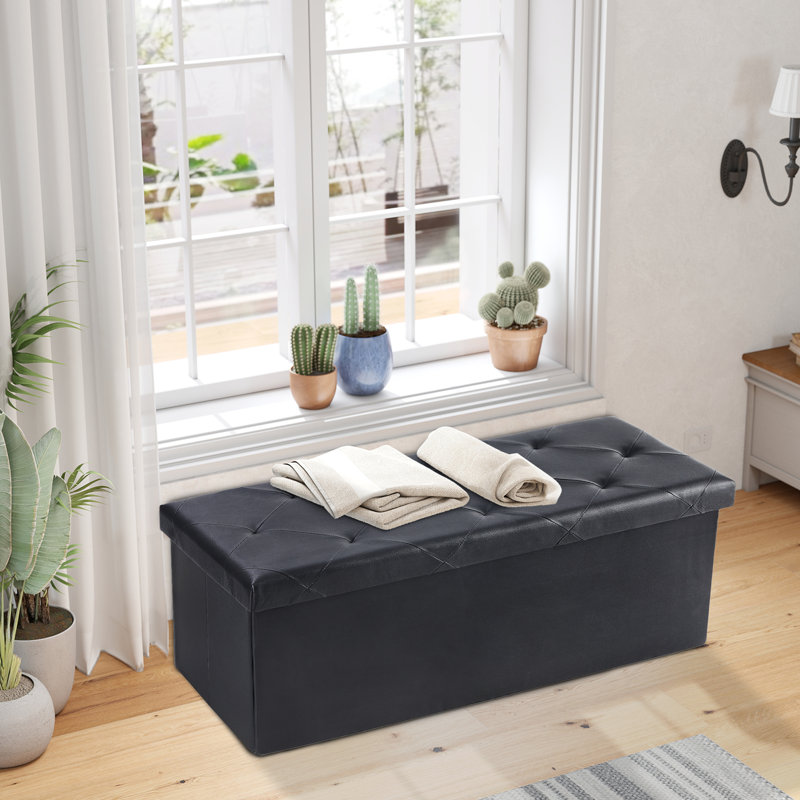 Repose-pieds standard capitonné avec rangement Kesa, Noir