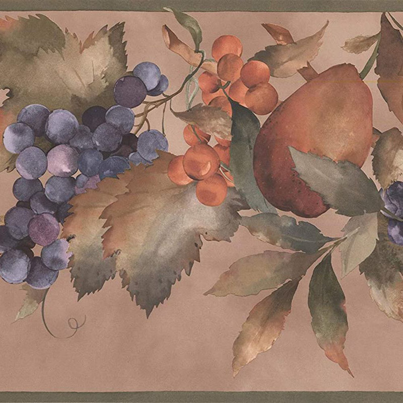Bordure de papier peint L 15 pi x l 10,25 po Abdiel Fruits, Brun