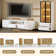 102'' White Modern 2 Pieces Living Room Set Entertainment Center Includes TV Stands, Glass Display China Cabinet With Wireless LED Light Storage Cabinets and Drawers For TVs up to 75''