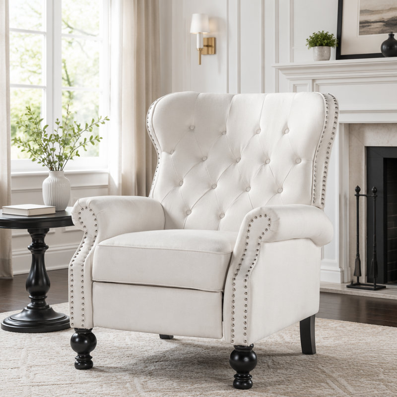 Fauteuil inclinable 3 positions avec accoudoirs roulés Modern, Beige