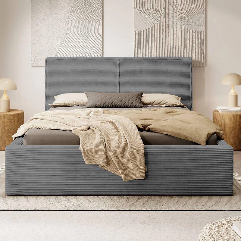 Aadhvika Easy Assembly Gas Liftting Ottoman Bed Frame with 10 Year Warranty Quick Setup Gas Lift Storage Bed , Kingsize (5')