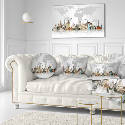Famous Monuments Across World Graphic Art Print