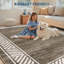 Tapis à bordure géométrique moderne 8 x 10 - lavable, pliable, résistant aux taches, facile à nettoyer, antidérapant pour le salon et la chambre à coucher (bleu marine)-1267874673