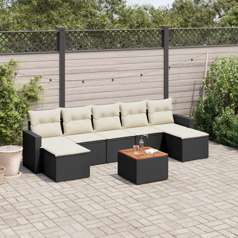 Ensemble de canapé de jardin Vidaxl noir, blanc crème