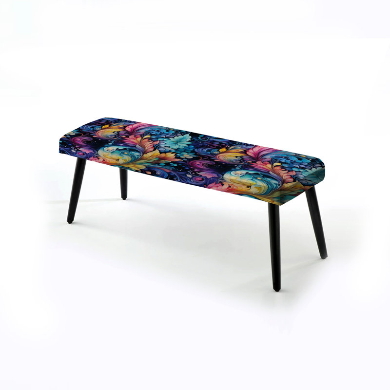Watercolor Charm Paisley Pattern - Paisley Upholstered Black Bench