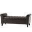Banc de rangement élégant avec couvercle à boutons et accoudoirs roulés gracieux, accoudoirs en similicuir brun