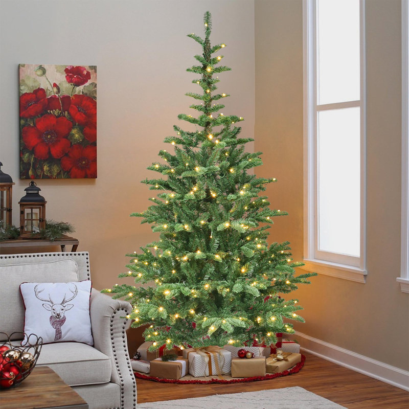 Arbre de Noël artificiel avec lumières DEL, H 7 pi