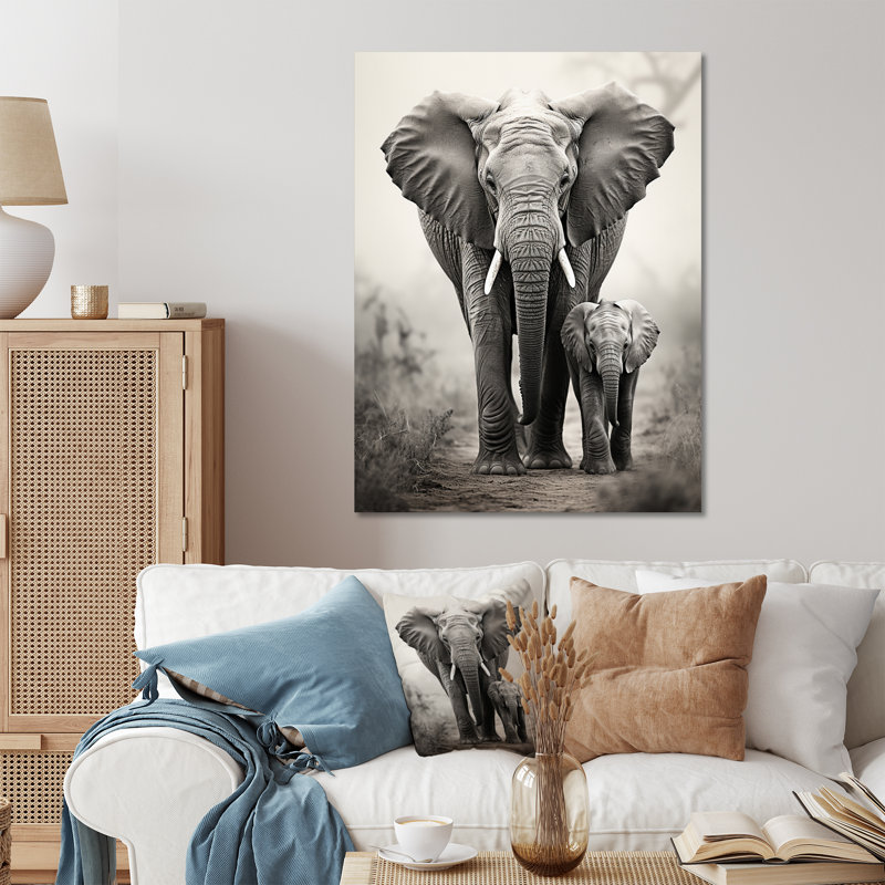 Éléphant chuchotant d'Afrique II - animaux éléphant, impression sur métal, H 20 po x l 12 po