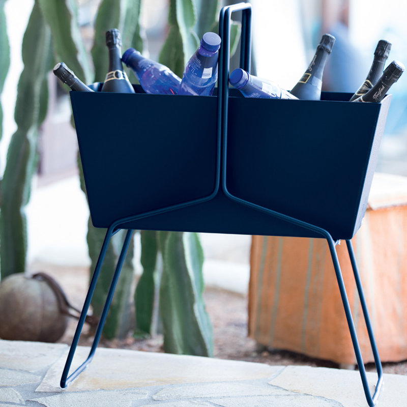 Basket Metal Planter, Deep Blue
