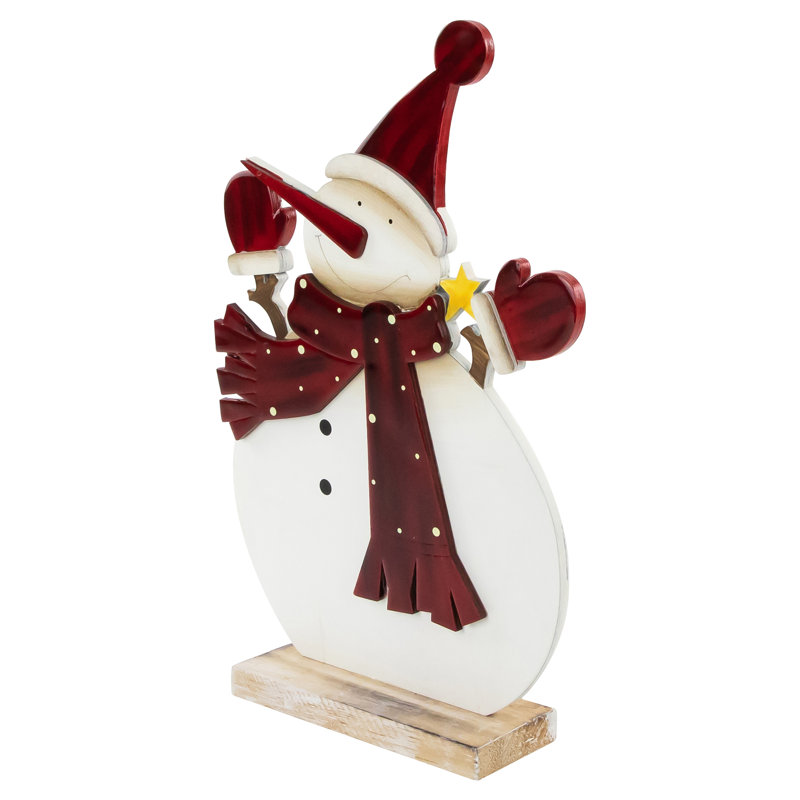 Décoration de Noël 12 "bonhomme de neige lustré avec foulard rouge et mitaines 12"