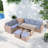 6-piece All Weather Pe Rattan Sofa Set With Adjustable Seat, Storage Box, Removable Covers And Tempered Glass Top Table