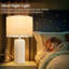 Ensemble de 2 lampes de table en céramique 23,5 pouces beige moderne en céramique pour salon, abat-jour de style campagne avec abat-jour en lin blanc