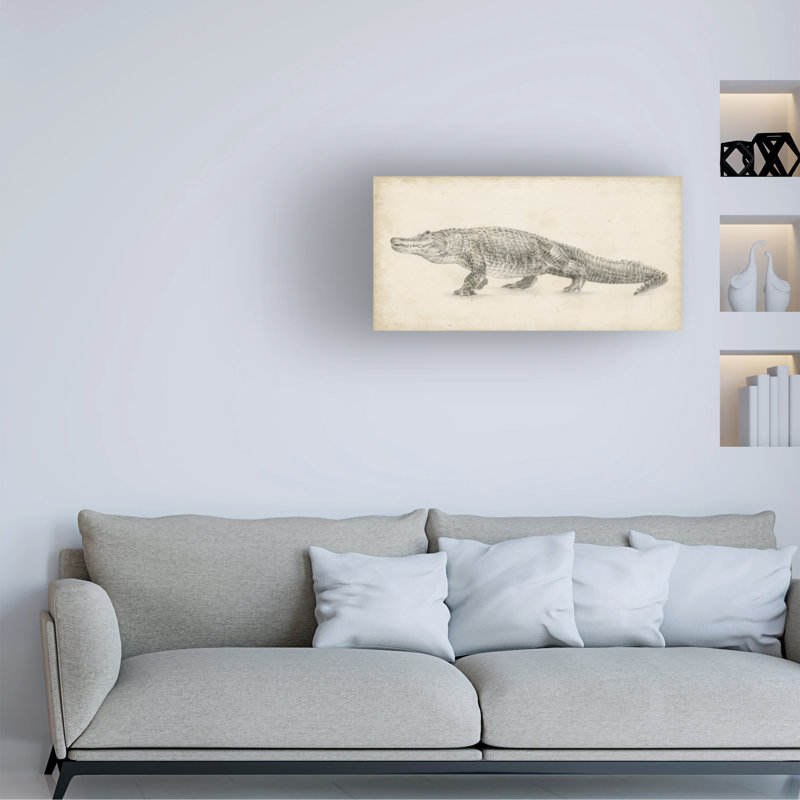 «Alligator» par Ethan Harper - peinture sur toile tendue, H 16 po x l 32 po x P 2 po