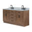 Meuble-lavabo double en bois massif de 66 po avec plateau en marbre de Carrare de 1,5 po Thornaby-1047605995-1042761708