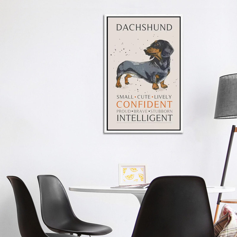 Dachshund by Michelle Campbell - Print on Canvas, 101.6 cm H x 66.04 cm W, White Framed