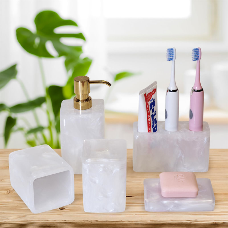 Cotrufello Bathroom Accessory Set, Pearl White