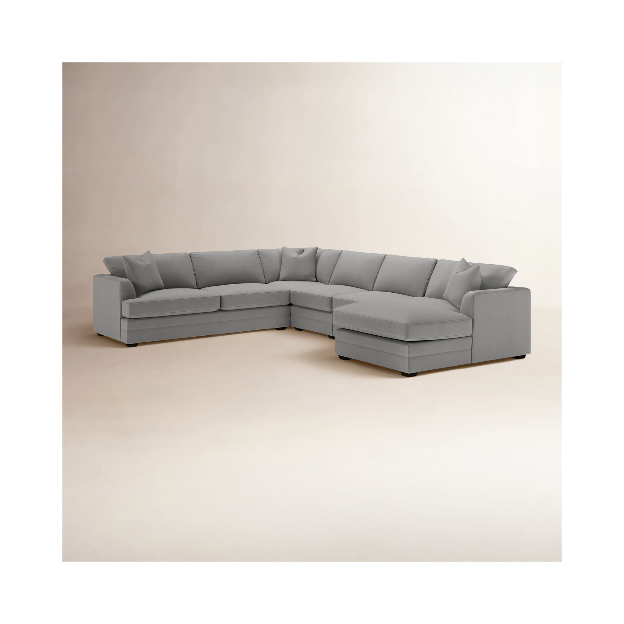 Edan 5-Piece Upholstered Sectional, Right Hand Facing, Bayou Light Gray Canvas