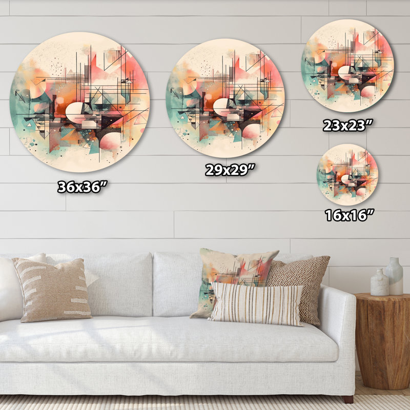 Explorations In Serenity V - Art abstrait géométrique rond sur métal, H 29 po x l 29 po x P 1 po