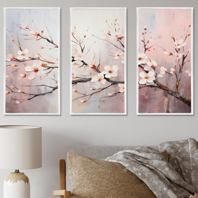 Rose et blanc, charmantes fleurs printanières - fleurs, art mural