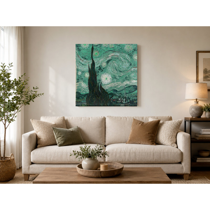La nuit étoilée (1889) - art mural carré sur toile, 16" W x 16" H
