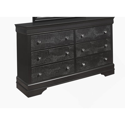 Commode horizontale en bois manufacturé avec 6 tiroirs