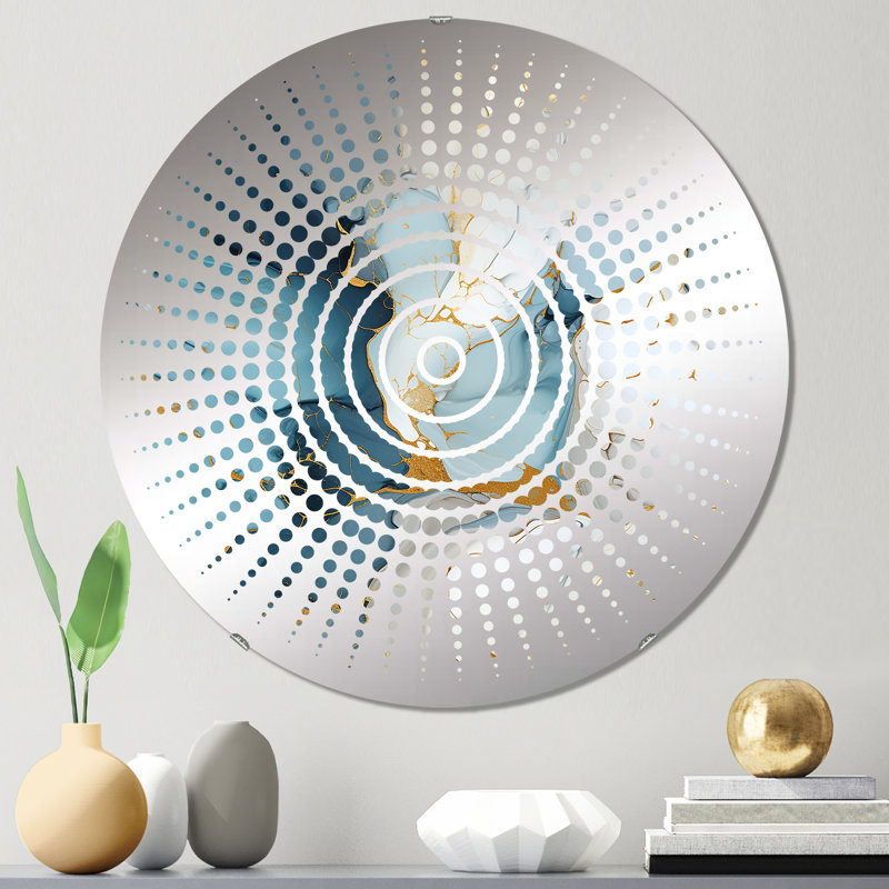 Miroir mural zen bleu et blanc, 31,4 po x 31,4 po