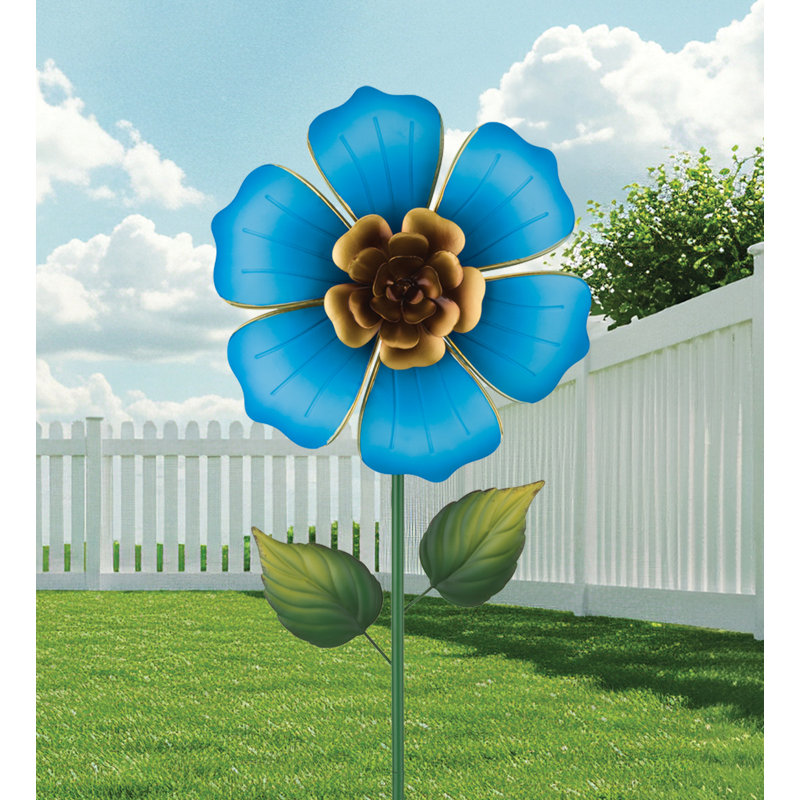Flower Spinner Stake - Blue