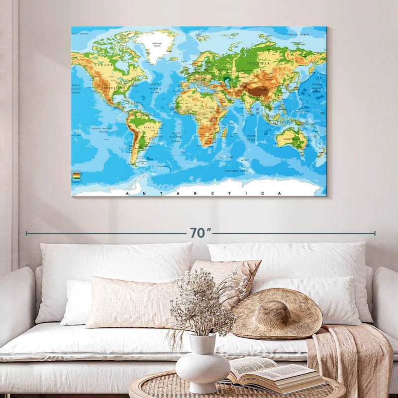 Carte du monde très détaillée Aliaz, H 34 po x l 51 po