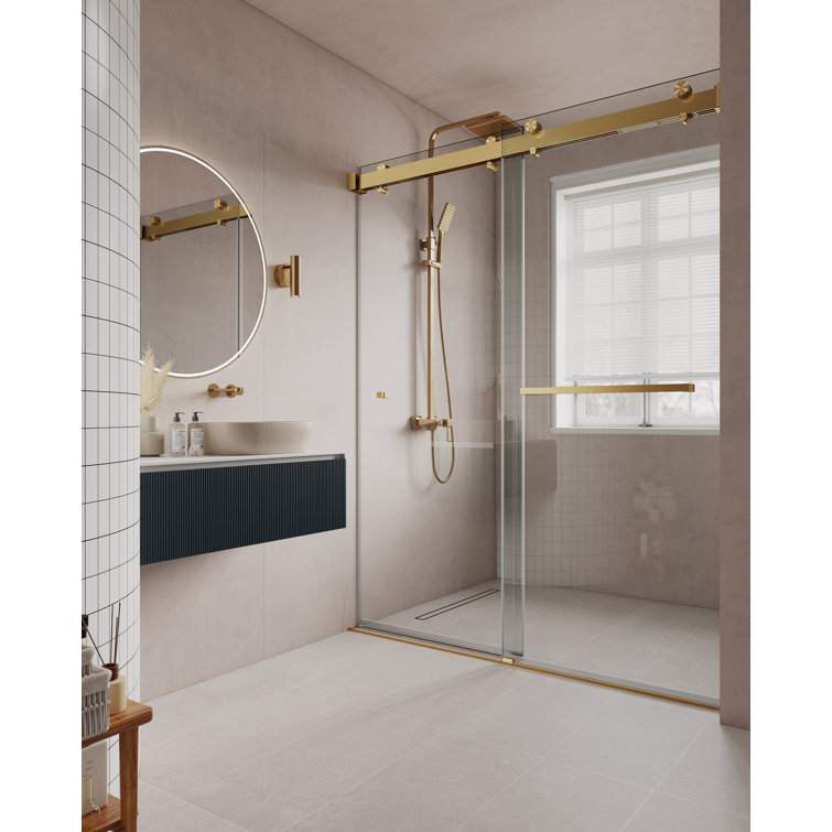 68" - 72" W X 78" H Soft Closing Frameless Double Sliding Shower Doors With 3/8" Tempered Clear Glass