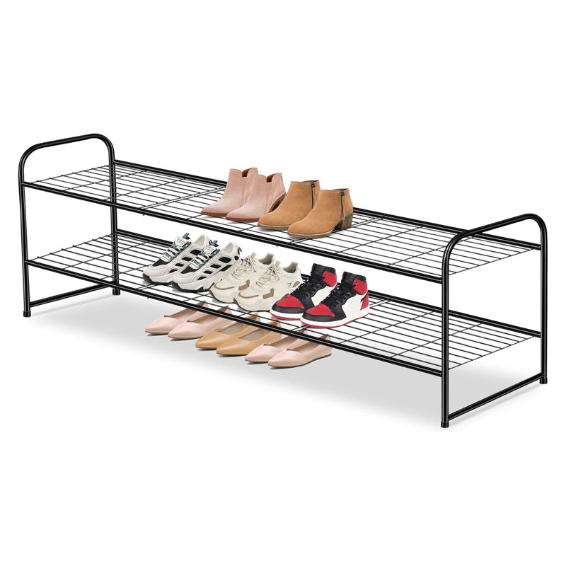 2-Tier Stackable Metal Shoe Rack For Closet, Entryway, Bedroom, Garage - Durable Shoe Storage Organizer For 18 Pairs Of Shoes