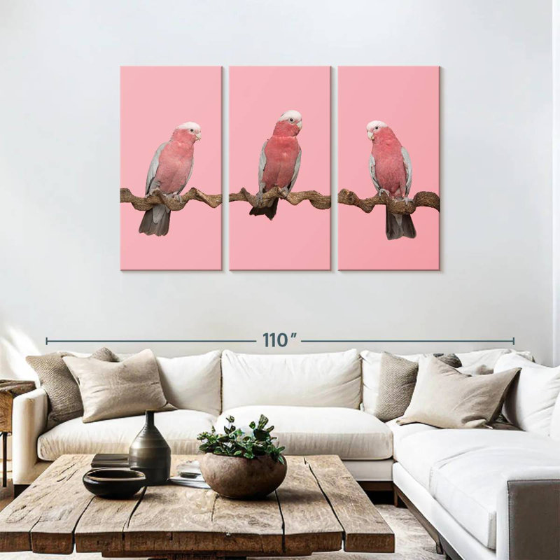 Trois oiseaux, H 48 po x l 74 po