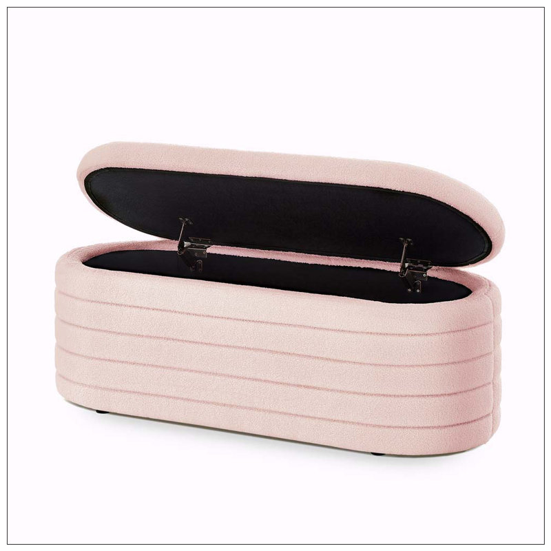 Banc de rangement moderne avec repose-pieds ovale, Pink