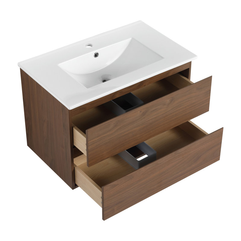 Base de meuble-lavabo simple 64 po 30 po 64 po, Chêne brun