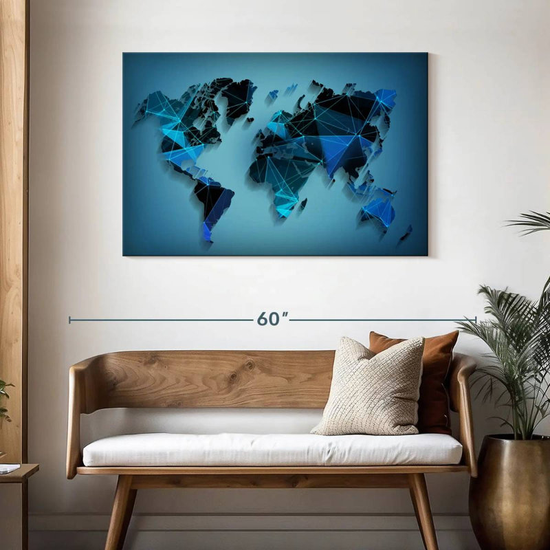 Aliaz Network Technology World Map, 30" H x 45" W