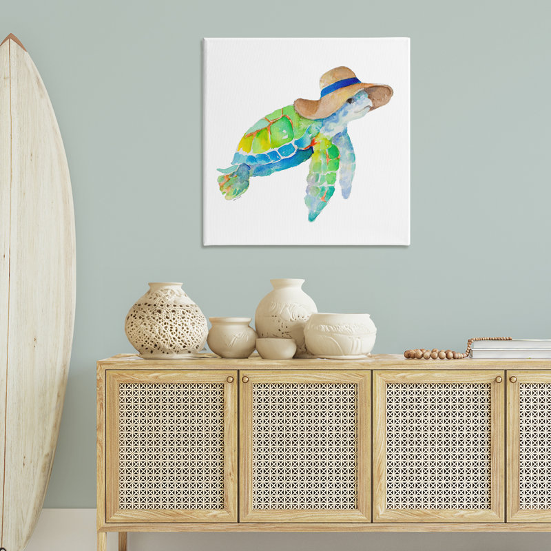 «Beach Ready Turtle» par Lanie Loreth, H 36 po x l 36 po