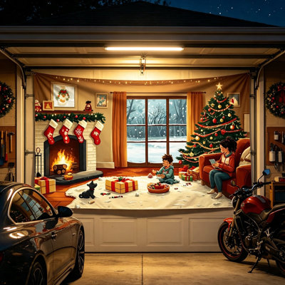 Décorations de Noël de Noël porte de garage grande fête de vacances drapeau de Noël décoratif pour porte de garage extérieur intérieur fête à la maison