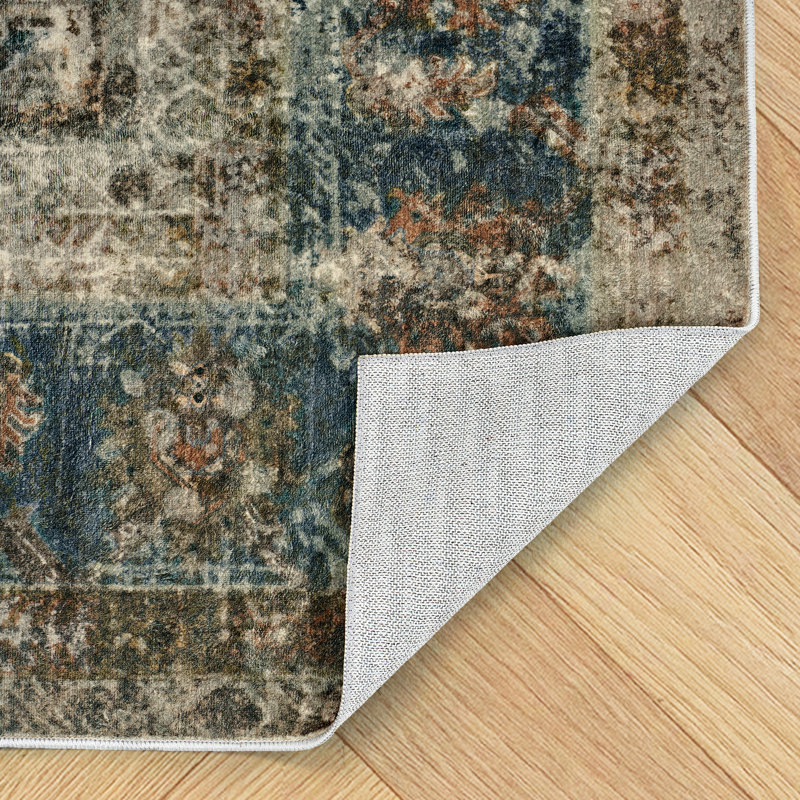 Tapis rétro lavable à la machine - Tapis doux avec envers antidérapant pour le salon, la chambre à coucher, le bureau, brun