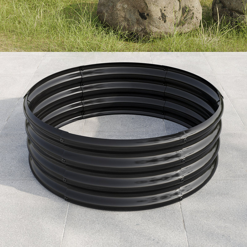 Lit rond surélevé Garedn, Noir, H 11,42 po x l 32 po x P 32 po