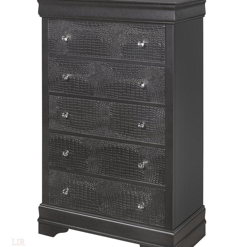 Commode en crocodile Shaker, Gris métallisé
