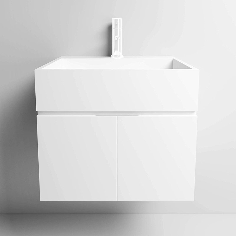 Atwater 23.62 " W Free Standing Wall Mounted Single Double Single Vanity Bathroom Vanity With Solid Surface Top