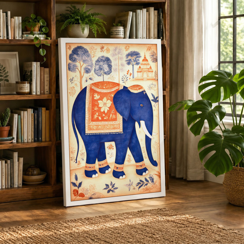 Ornate Elephant Portrait Boho - Print, 30x20 - 76.2 x 50.8 cm, Black Border