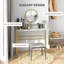 Coiffeuse moderne avec miroir, coiffeuse avec rangement ouvert, blanc et or
